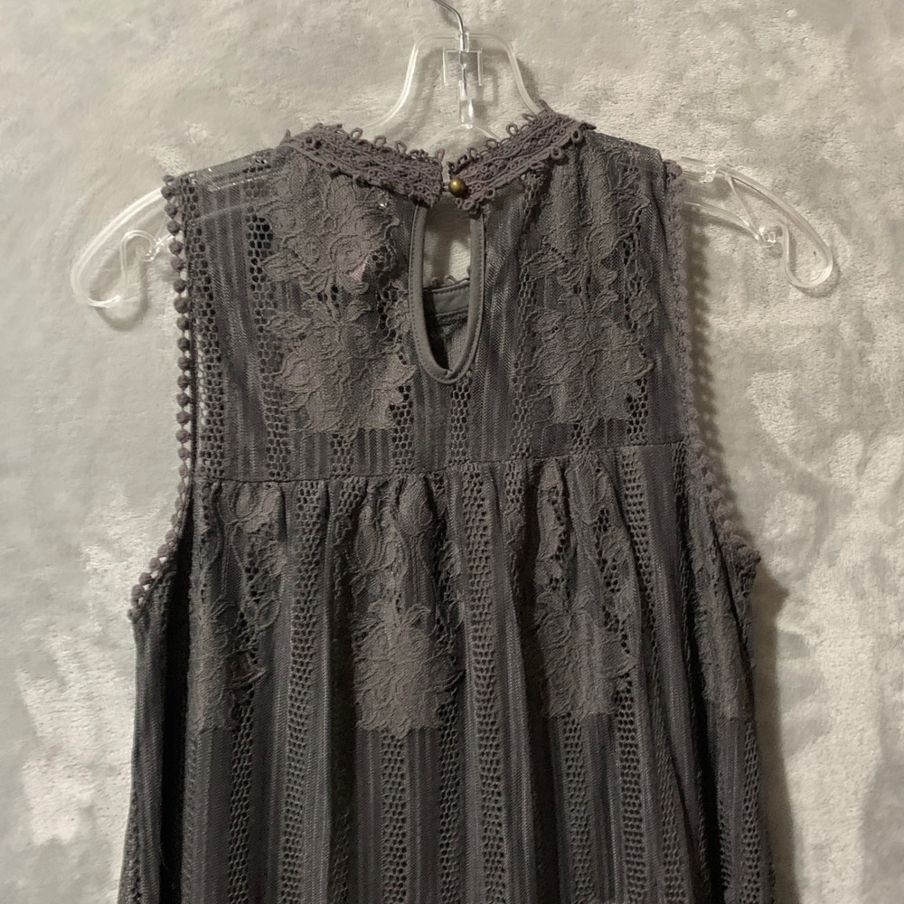 No Boundaries Charcoal Gray Lace Sleeveless Babydoll Dress Whimsigoth Medium 7-9 - Picture 8 of 16
